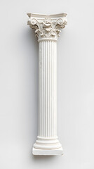 Obraz premium Ancient greek Classical white column with intricate Ionic isolated on white background
