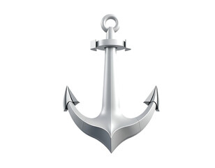 Shiny Silver Anchor on Transparent Background