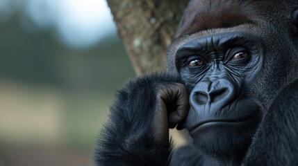 Obraz premium Gorilla thoughtful portrait