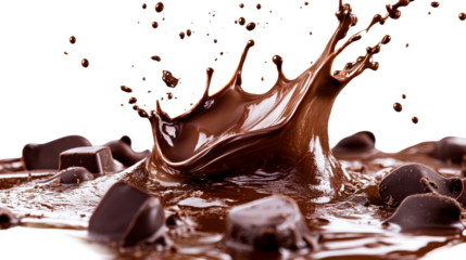 Melting chocolate on clear backdrop