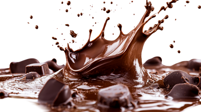 Melting chocolate on clear backdrop