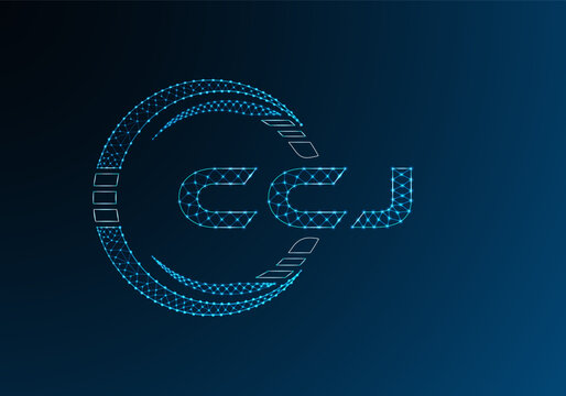 CCJ low poly letter logo vector design. CCJ lower poly logo design.