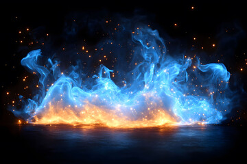 Enchanting Blue and Orange Fire Flames with Sparks for Digital Art and Design