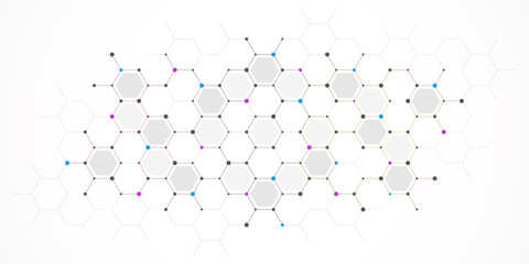 Graphic design element with abstract geometric background of simple hexagon pattern