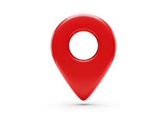 A single red location pin on a white background with a slight shadow underneath it
