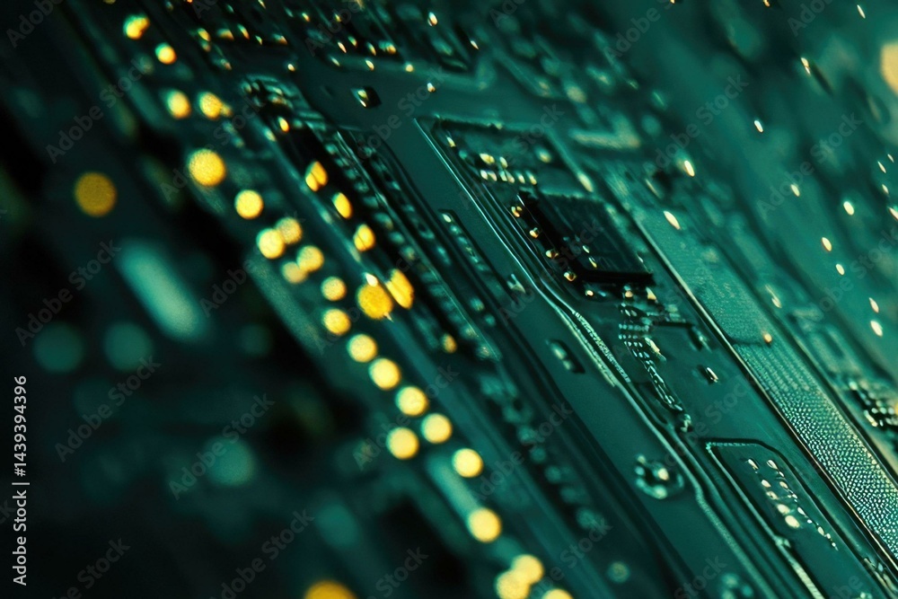 Poster Close-up of a circuit board showcasing intricate electronic components and connections.