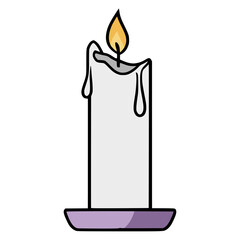 white burning candle light relax flat color vector illustration template design