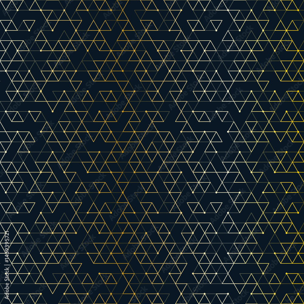 Poster Abstract seamless pattern with a geometric background of polygonal golden lines. Stylish texture