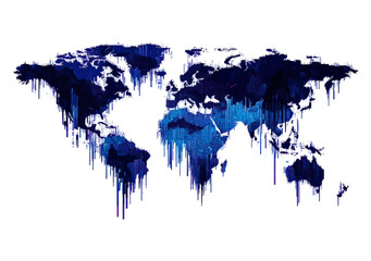 Fototapeta premium Blue world map isolated on transparent background