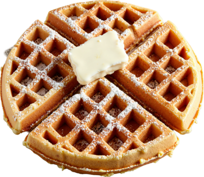 Freshly Made Belgian Waffles Isolated on Transparent Background for Food Marketing and Culinary Promotions