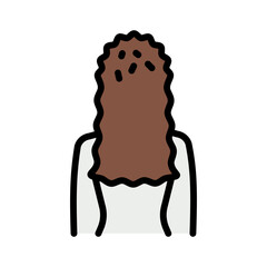 Dandruff on the Head of pretty Woman. Disease and Treatment of the Scalp and Hair. Symptoms of dandruff. Hair care, treatment, beauty color icon. For website marketing design, logo, app, template, ui,