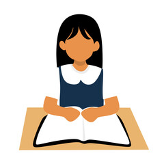 girl reading a book vector illustration