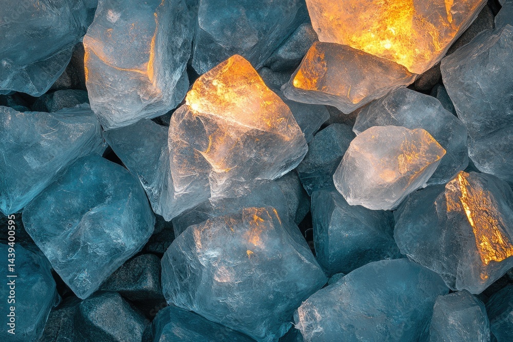 Aufkleber Illuminated ice crystals, glowing with an inner light, create a stunning abstract texture.