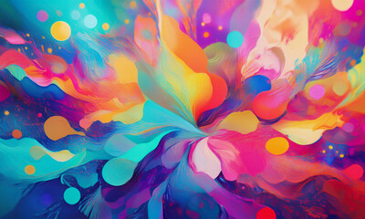 Generated Image　コミュニケーション　空間　概念　デザイン　情報　色　広がり　抽象的　多様性　つながり　イメージ　明るい　ポジティブ　世界　繋がり　未来　交流　万華鏡　幾何学模様　文化　アイデア　融合　カラフル　華やか　インパクト　文化　文化系　壁紙　模様　飛ぶ　弾ける　形　渦　質感　ペイント　絵の具　ペンキ　ファンタジー　環バス　幻想的