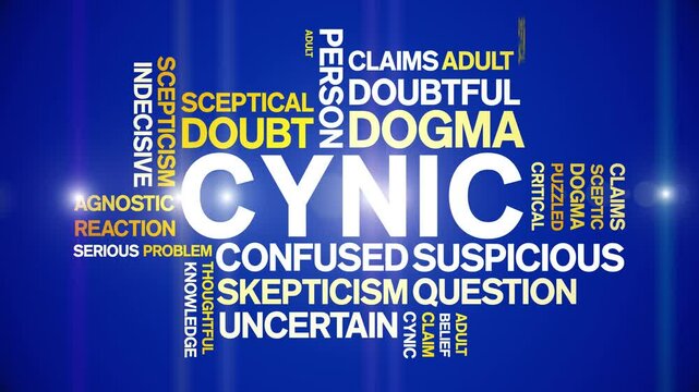 Cynic animated word cloud;text design animation tag kinetic typography seamless loop.
