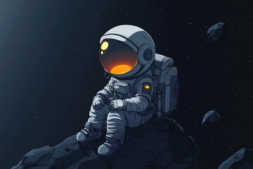 Astronaut contemplating cosmos