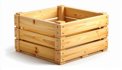 Empty Wooden Crate for Storage Shipping or Produce Delivery A Rustic Square Pinewood Box