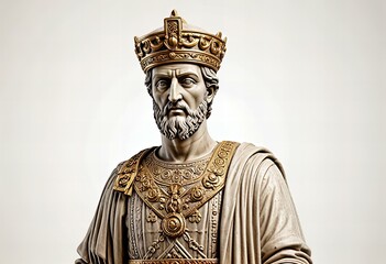 Obraz premium Photo Byzantine emperor statue on white background