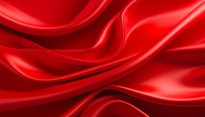 Fototapeta premium Luxurious Red Silk Fabric Draped Smoothly Elegant Background Texture
