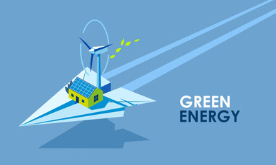 Green Energy Paper Plane Vector illustration
