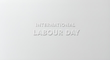 Minimalist design with the words 'International Labour Day' embossed on a white textured background