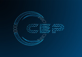 CEP low poly letter logo vector design. CEP lower poly logo design.