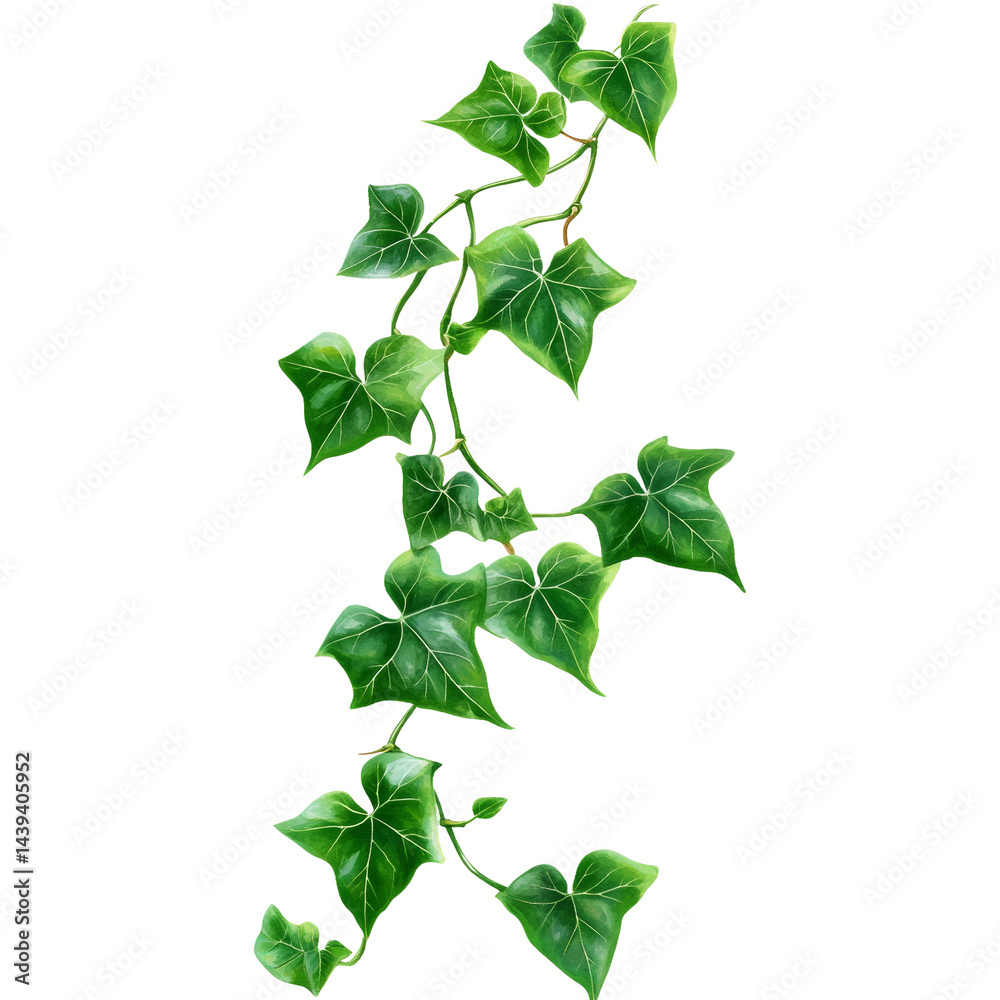 Poster botanical elegance ivy vine cascading against the nothingness transparency for design