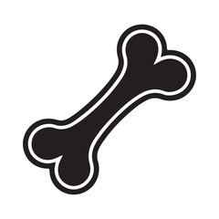 Fototapeta premium Simple bold black and white cartoon bone icon isolated on white background.