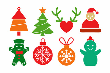 Naklejka premium Christmas Symbols on White Background