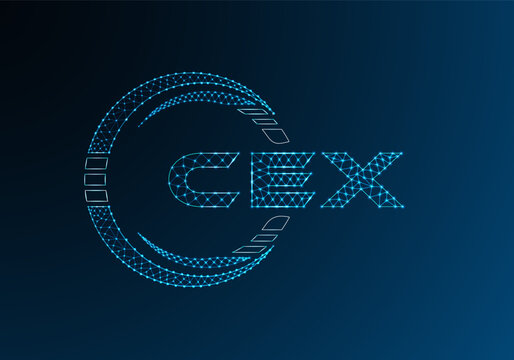 CEX low poly letter logo vector design. CEX lower poly logo design.