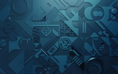 Abstract Blue Geometric Pattern Design Background featuring shapes and textures ideal for modern...