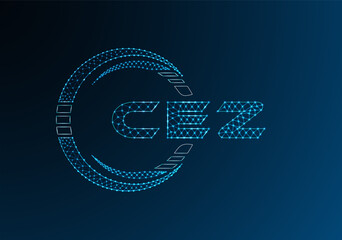 CEZ low poly letter logo vector design. CEZ lower poly logo design.