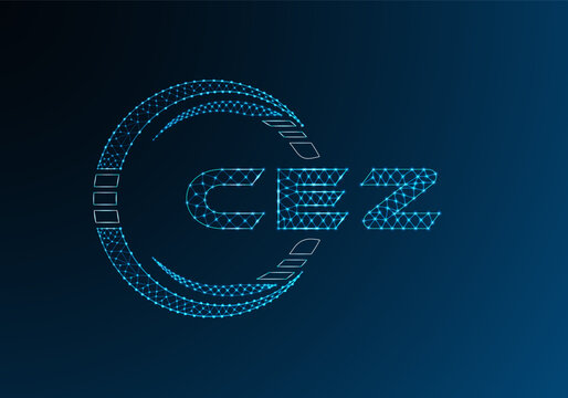 CEZ low poly letter logo vector design. CEZ lower poly logo design.