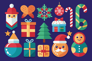 Naklejka premium Minimalist Christmas Icons Collection