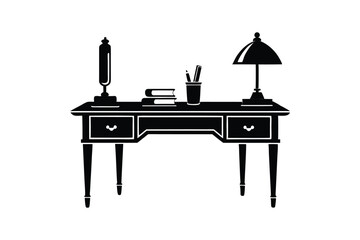 Silhouette art illustration of a classic writing desk.eps