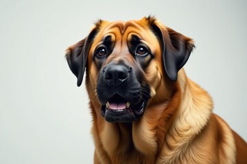Obraz premium Imposing mastiff, alert expression, clean backdrop, profile, mastiff