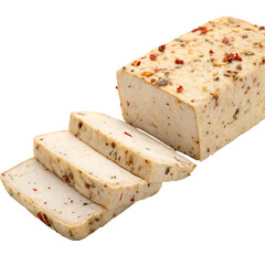 Single piece of chinese five spice tofu isolated on a transparent background
