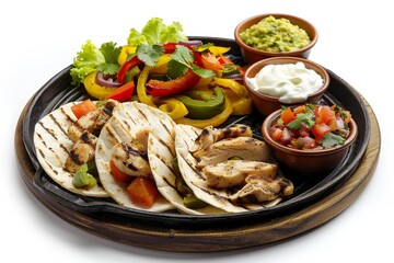 Flavorful Fusion: Enjoying Chicken Fajitas Delight Isolated On White Background.