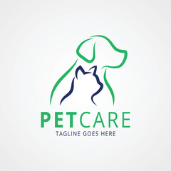 Dog and Cat, pet care logo with modern color and style