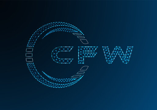 CFW low poly letter logo vector design. CFW lower poly logo design.