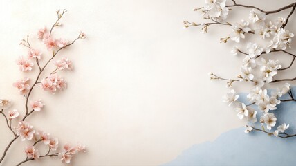 Cherry Blossom Branches on Textured Background cherry blossom sakura spring floral flowers branches