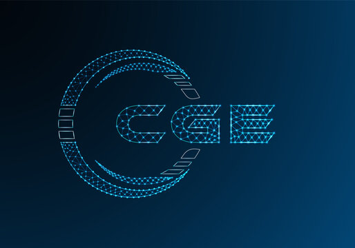 CGE low poly letter logo vector design. CGE lower poly logo design.