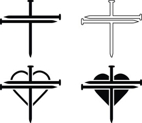 Nail Cross Eps, Vector File Art Black and White