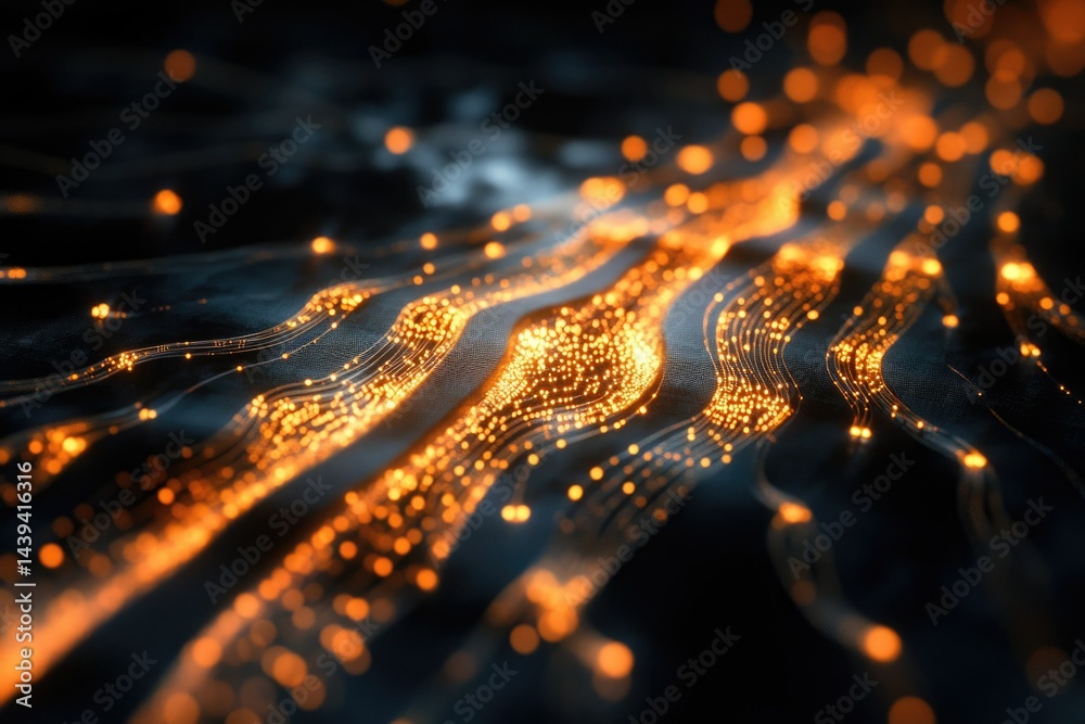 Poster Abstract digital wave with glowing particles, representing data flow and connectivity.