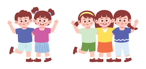 Happy Kids Hugging Each Other