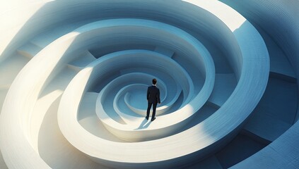 Obraz premium Businessperson in abstract spiral maze