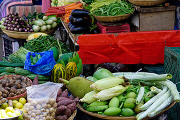 fresh vegetables on a local market in mumbai, india