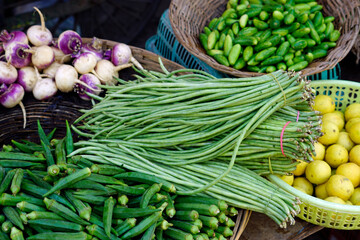 fresh vegetables on a local market in mumbai, india