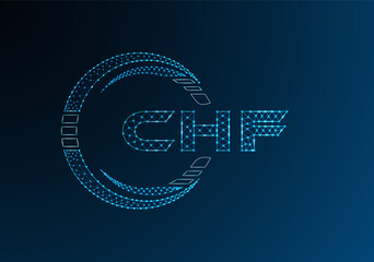 CHF low poly letter logo vector design. CHF lower poly logo design.