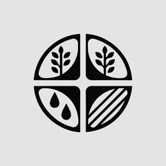 Eco-Friendly Business Logo with Green Leaves and Natural Elements - Vector Illustration